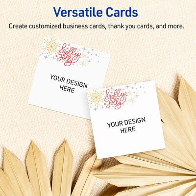 Avery Silver-Holly Sparkles Matte Blank Card, White, 120/Pack (S00-FHH)