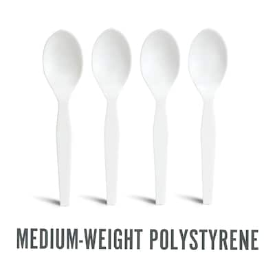 Perk™ Polystyrene Spoon, Medium-Weight, White, 300/Pack (PK56400)