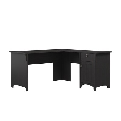 Bush Furniture Salinas 60W L Shaped Desk with Storage, Vintage Black (SAD160VB-03)