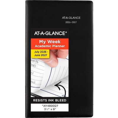 2026-2027 AT-A-GLANCE DayMinder 3.5 x 6 Academic Weekly Planner, Black (AY48-00-27)