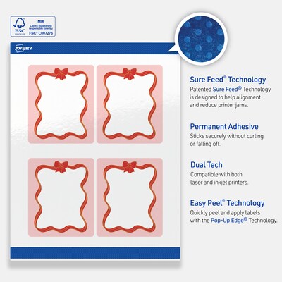 Avery Rectangle Multipurpose Labels, 4" x 3-1/3", White, 40/Pack (19479370574)