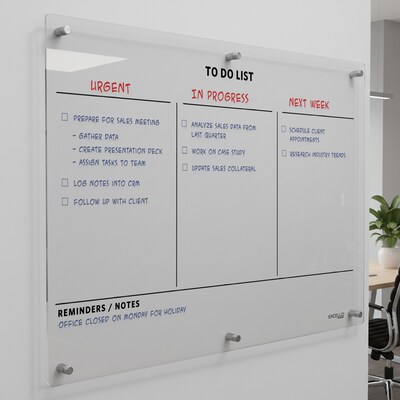 Excello Brands Acrylic Dry-Erase Planning Board, 20 x 30, Black Print (ACRYLBRD-TOD20X30-BLK)
