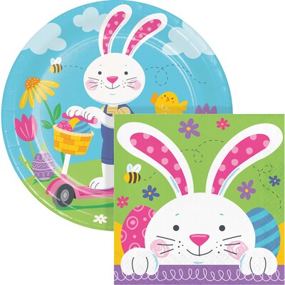 Say Hooray! Bunny Bliss Easter Disposable Paper Plates and Napkins Set, 48/Pack (DTC9626E2G)