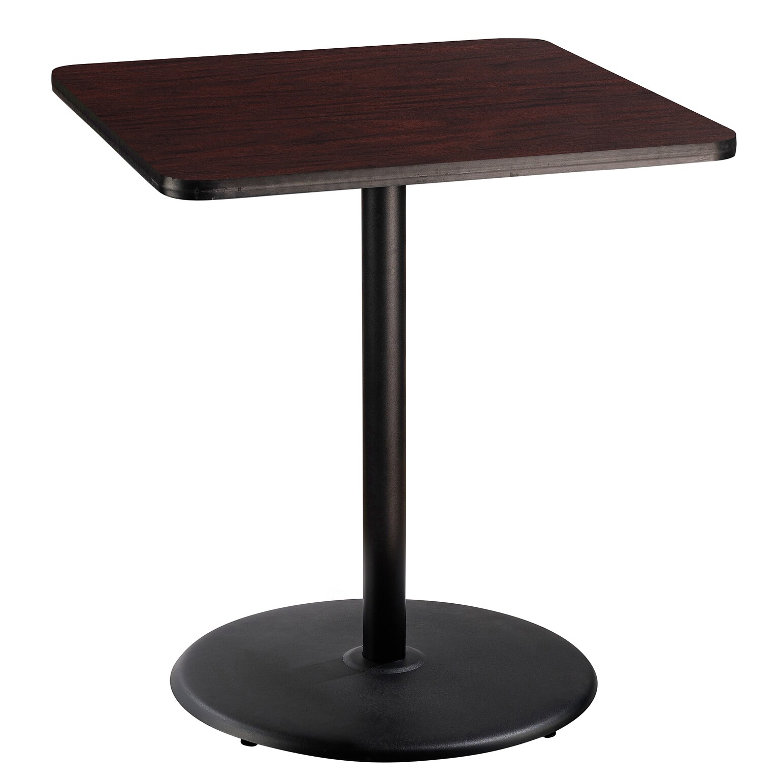 NPS CT Series 36 Square 42 Height Cafe Table, Round Base, Black Frame/Mahogany Top (CT33636RBPBTMMY)