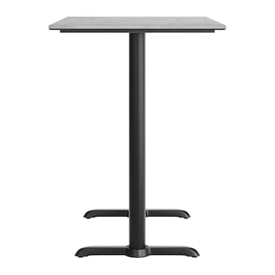 Flash Furniture Acadia Wooden Dining Table with T-Bases, 30"D x 48"W, Gray Faux Concrete/Black Base (ST3048CGT0522B)