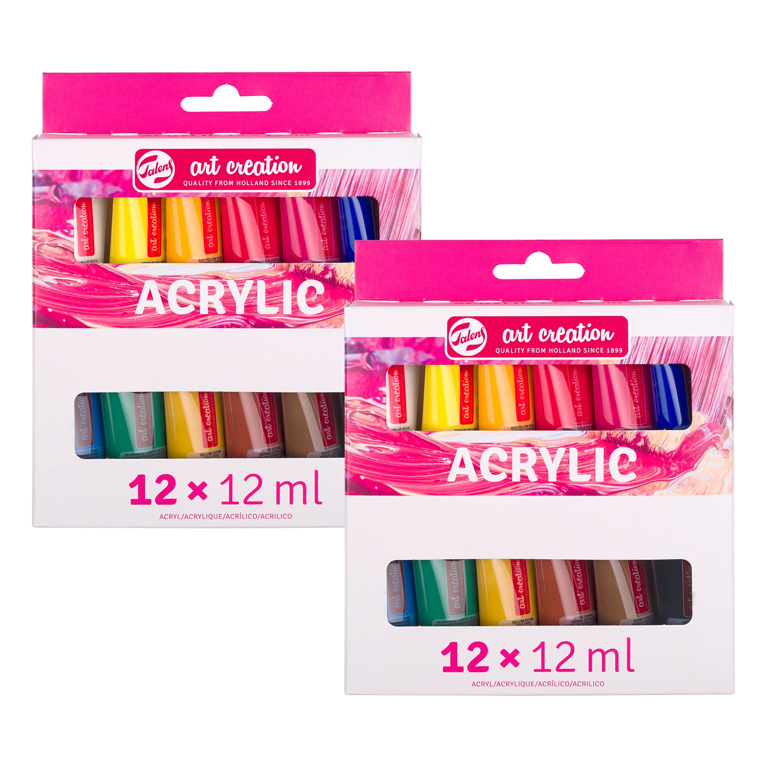 Talens Art Creation Acrylic Paint, Assorted Colors, 12mL, 12/Set, 2 Sets/Bundle (TLN9021812M-2)