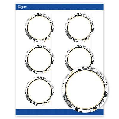 Avery Round Laser/Inkjet Multipurpose Labels, 3, White, 60/Pack (19479371021)