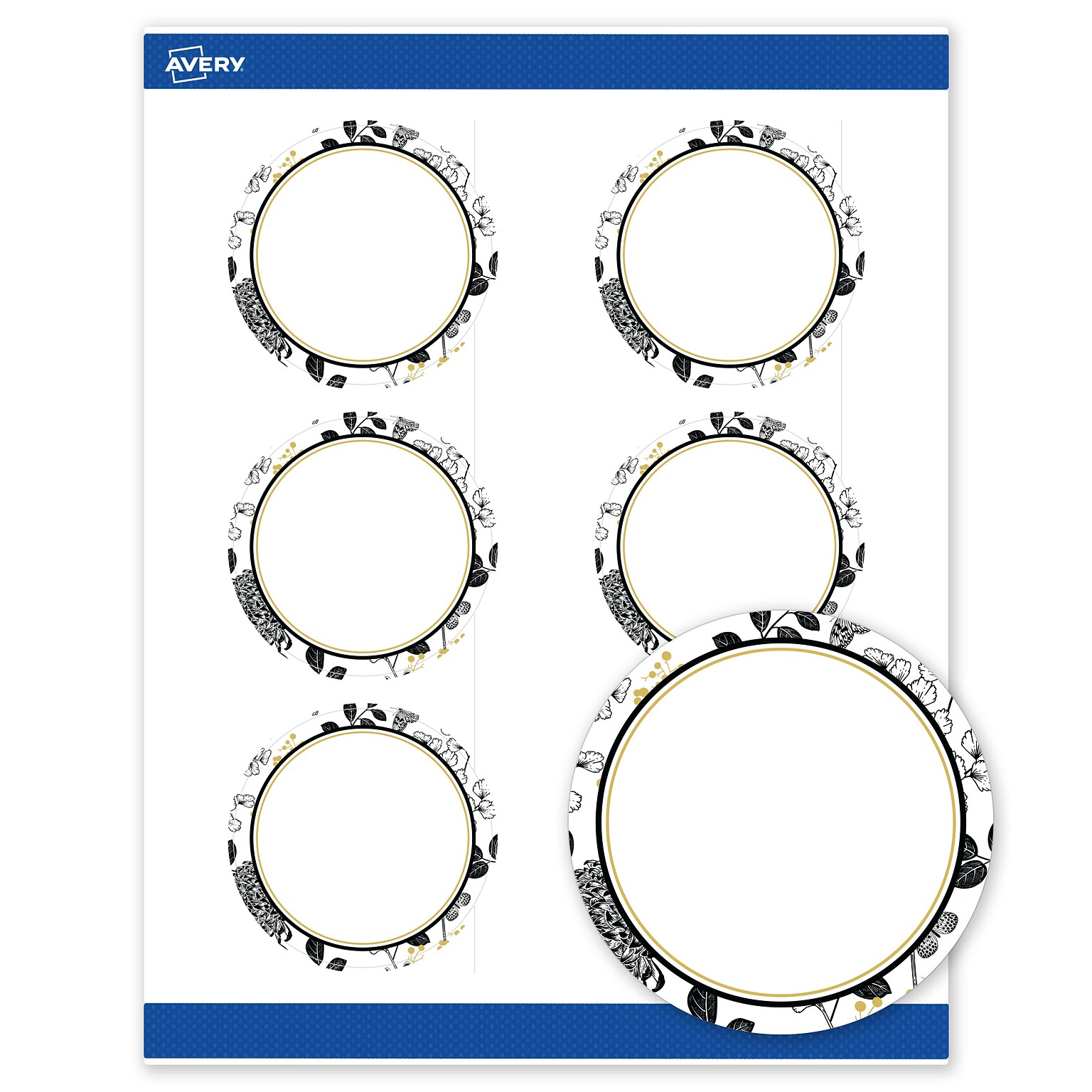 Avery Round Laser/Inkjet Multipurpose Labels, 3, White, 60/Pack (19479371021)