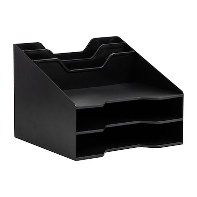 Mind Reader 5-Compartment Plastic Desk Tray, Black (ANCHBOX5-BLK)