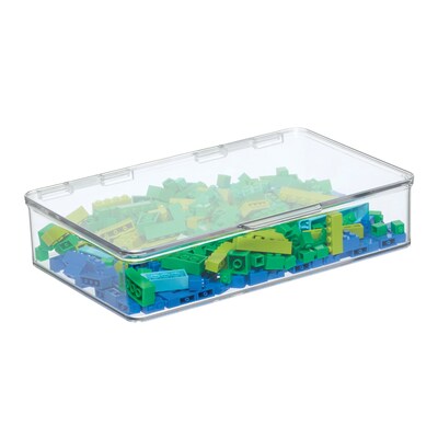iDESIGN Small Stackable Storage Box with Hinged-Lid, Clear (63030)