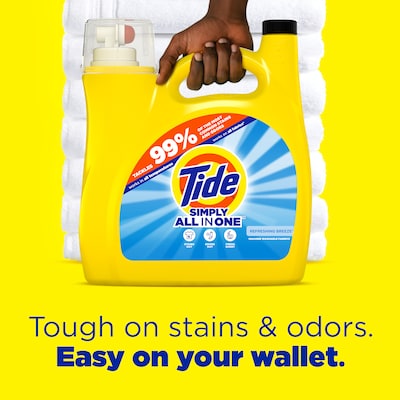 Tide Simply HE Liquid Laundry Detergent, Refreshing Breeze Scent, 85 Loads, 107 oz. (26840)