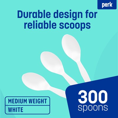Perk™ Polystyrene Spoon, Medium-Weight, White, 300/Pack (PK56400)
