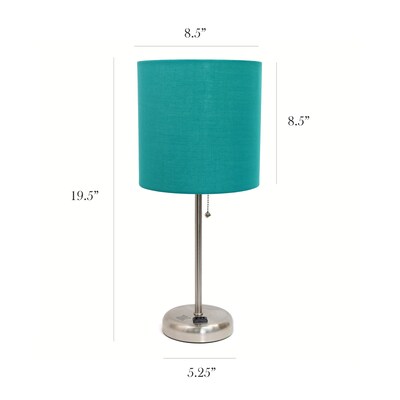 Simple Designs 19.5" LED Table Lamp, Brushed Steel/Teal Shade (LT2024-TEL-CCLB)