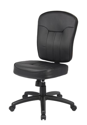 Boss Armless Leather Task Chair, Black (B1560)