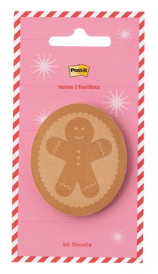 Post-it Gingerbread Man Sticky Note, 2 x 2.4, Jingle Notes Collection, 50 Sheet/Pad (HOL25-JN-GB)