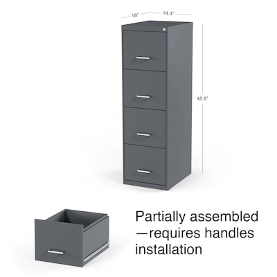 Quill Brand® 4-Drawer Vertical File Cabinet, Charcoal, Letter, 18" D (52148)