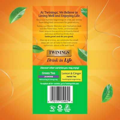 Twinings Green Tea Bags, 50/Box (F05789)