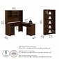 Bush Furniture Cabot 60"W L Shaped Computer Desk with Hutch and 5 Shelf Bookcase, Modern Walnut (CAB011MW)