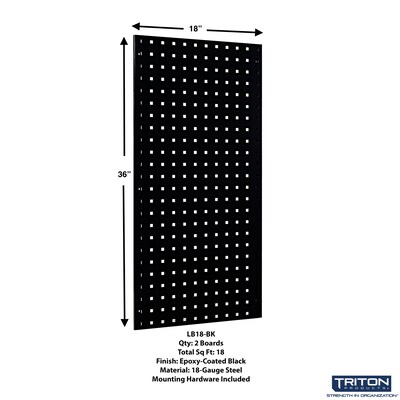 Triton Products LocBoard Pegboards with 30 pc. LocHook Assortment and Hanging Bin System (LB18-BKKit)
