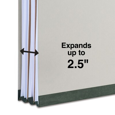 Quill Brand® Recycled Pressboard Classification Folders, 2-Partitions, 6-Fasteners, Letter, Gray, 15/Box (761902)