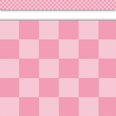 Teacher Created Resources Straight Border Trim, 3" x 2.92', Cool for School Pink Checkers, 12/Pack, 6 Packs/Bundle (TCR9332-6)