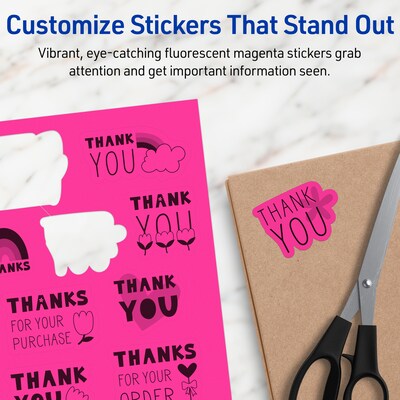 Avery Laser/Inkjet Rectangle Multipurpose Labels, 8.5" x 11", Neon Magenta, 80/Box (94269)