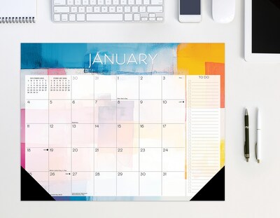 2026 Willow Creek Abstract Art 22" x 17" Weekly & Monthly Desk Pad Calendar (57193)