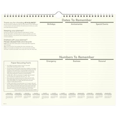 2027 AT-A-GLANCE Recycled 15" x 12" Monthly Wall Calendar, Green/Black (PMG77-28-27)