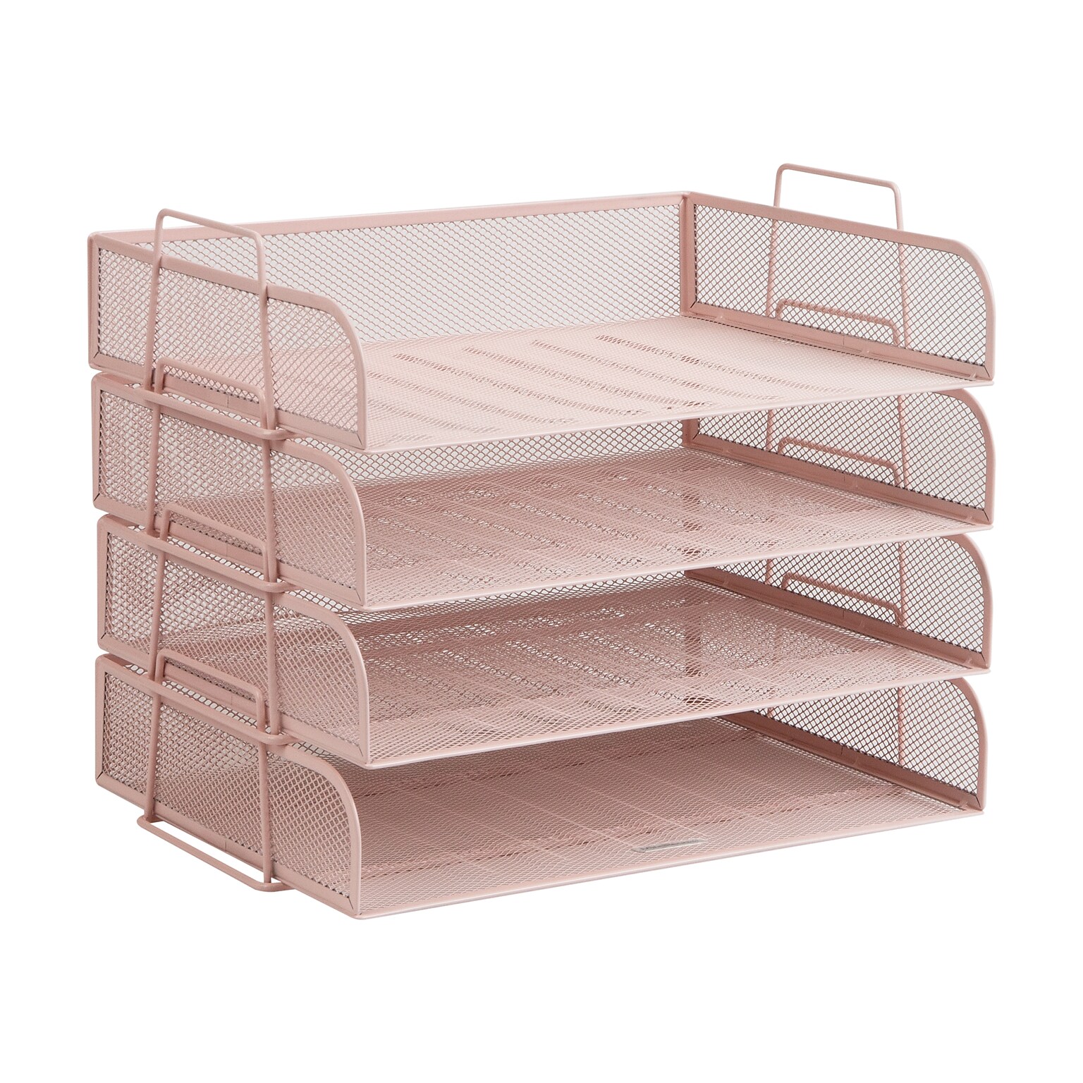 Mind Reader Metal Side Loading Stackable Letter Tray, Pink (DSTACK4-PNK)