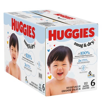 Huggies Snug & Dry Baby Diapers, Size 6, 112/Carton (51516/56459)