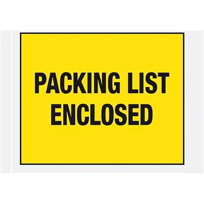 Self-Adhesive 7 x 5-1/2 Packing List Envelopes; Yellow Back Loading, 1000/BX