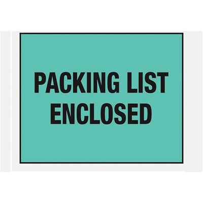 Self-Adhesive 7 x 5-1/2 Packing List Envelopes; Green Back Loading