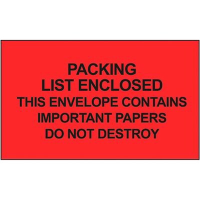 Self-Adhesive P/L Enclosed/This Envelope Contains.. Packing List Envelopes, 1000/BX