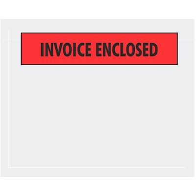 Self-Adhesive Invoice Enclosed Packing List Envelopes; Panel Face Red, 4-1/2x6