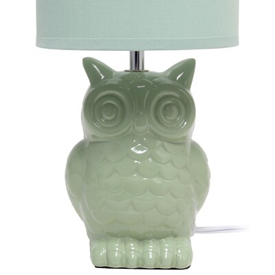 Simple Designs 12.8" Tall Contemporary Ceramic Owl Bedside Table Desk Lamp, Sage Green (LT1136-SGE)