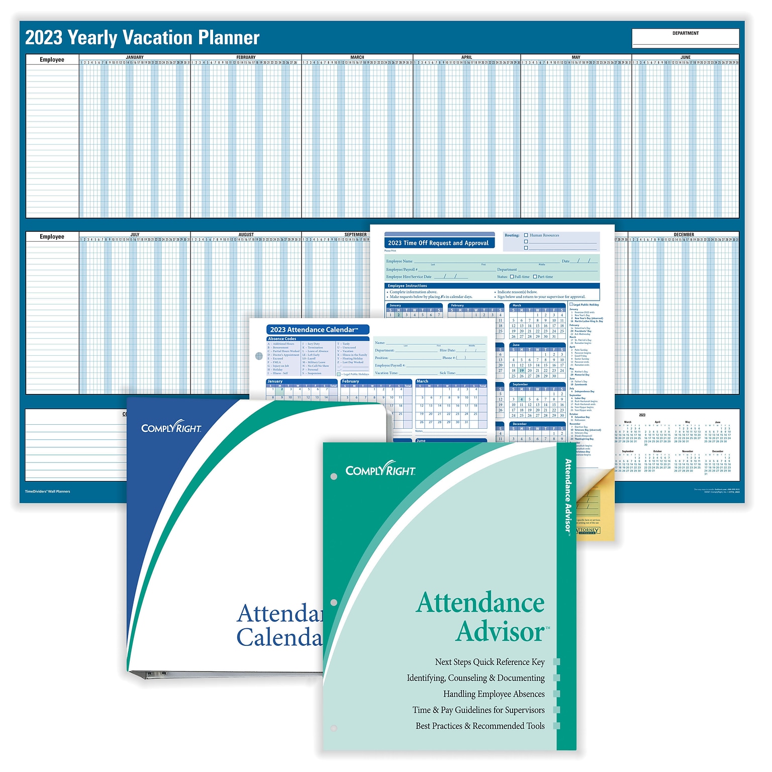2024 ComplyRight Attendance Tracking Kit, 24" x 36" Yearly Dry Erase