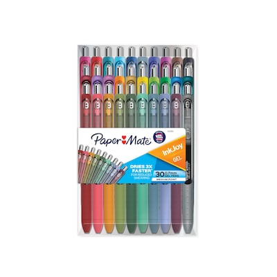 Paper Mate InkJoy Retractable Gel Pen, Medium Point, 0.7mm, Assorted Ink, 30/Pack (2132015)