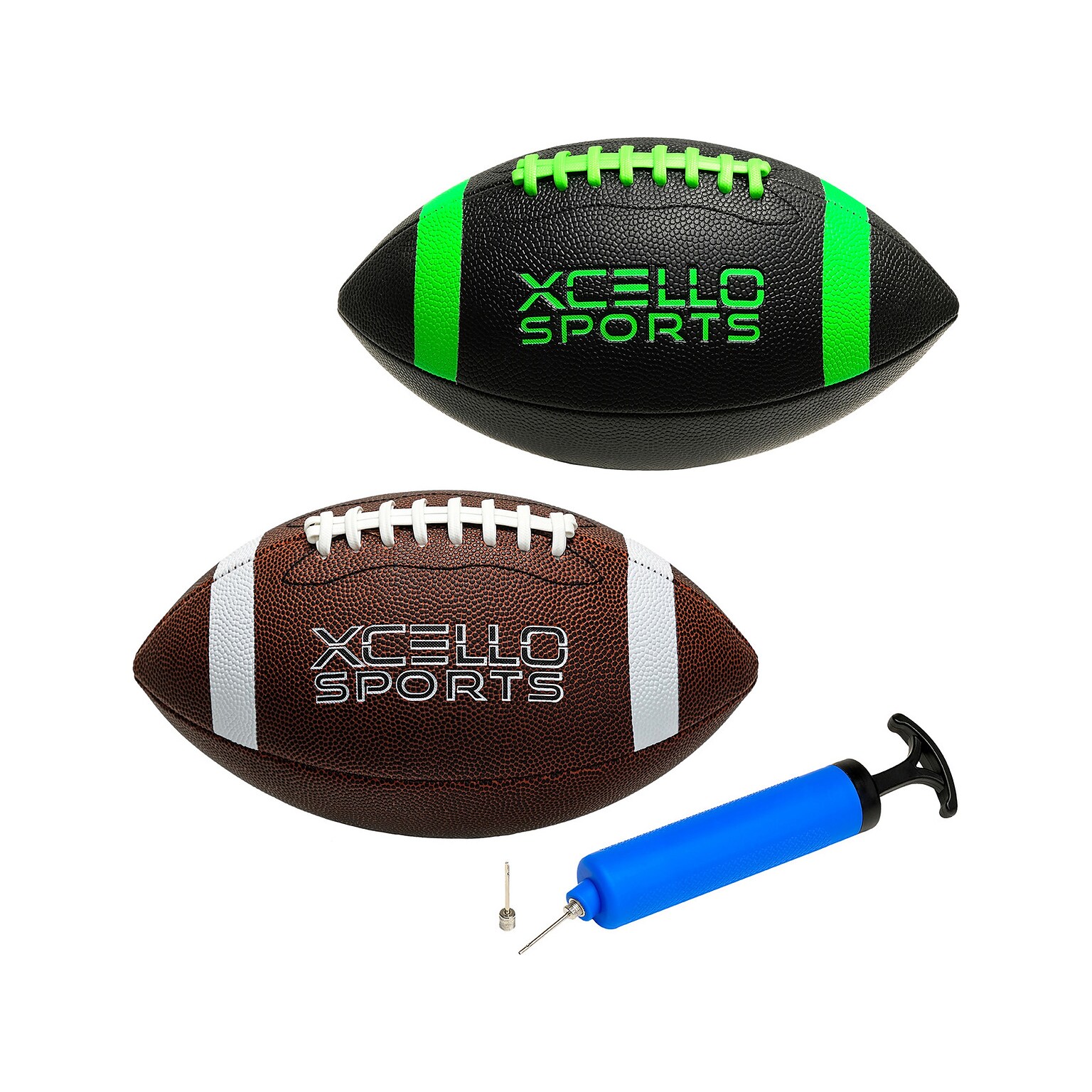 Xcello Sports JR Footballs, Assorted Colors, 2/Pack (XS-FB-JRPVC-2)