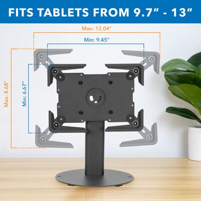 Mount-It! Adjustable Universal Tablet Countertop Stand with Tilt, for 9.7" to 13" Screens, Black (MI-3881BLK)