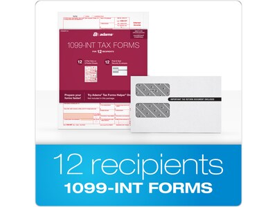 Adams 2022 1099-INT Tax Form, 5-Part, 12/Pack (STAX5INT-22)