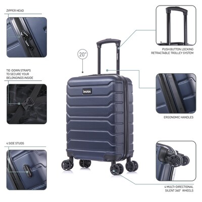InUSA Trend 20" Hardside Carry-On Suitcase, 4-Wheeled Spinner, TSA Checkpoint Friendly, Blue (IUTRE00S-BLU)