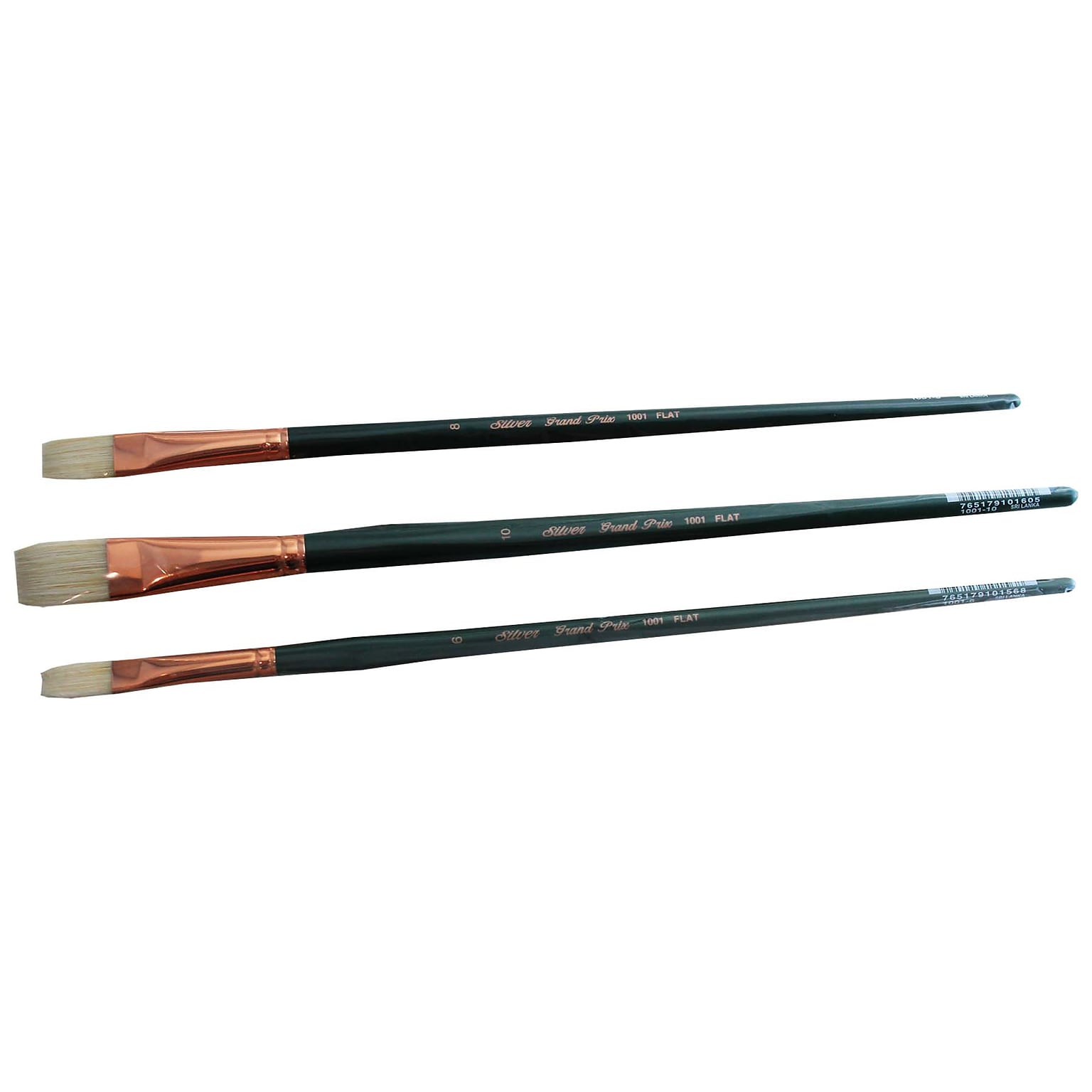 Silver Brush Natural Hog Bristle, Flat Brushes, 3/Pack (SLVGP1071)