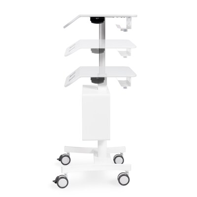 Luxor Vitalize Mobile 4-Wheel Healthcare Laptop Cart with Storage and Glove Dispenser Compartment, White (MCWS001)