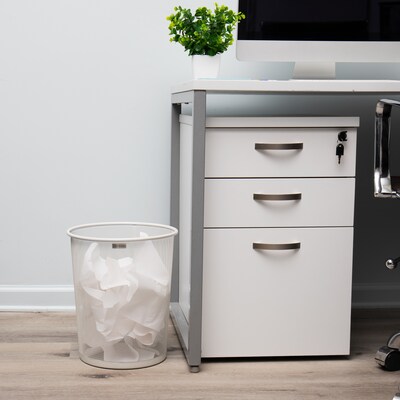 Mind Reader Metal Mesh Trash Can Without Lid, 4.4 Gallon, White (1CIRGA-WHT)