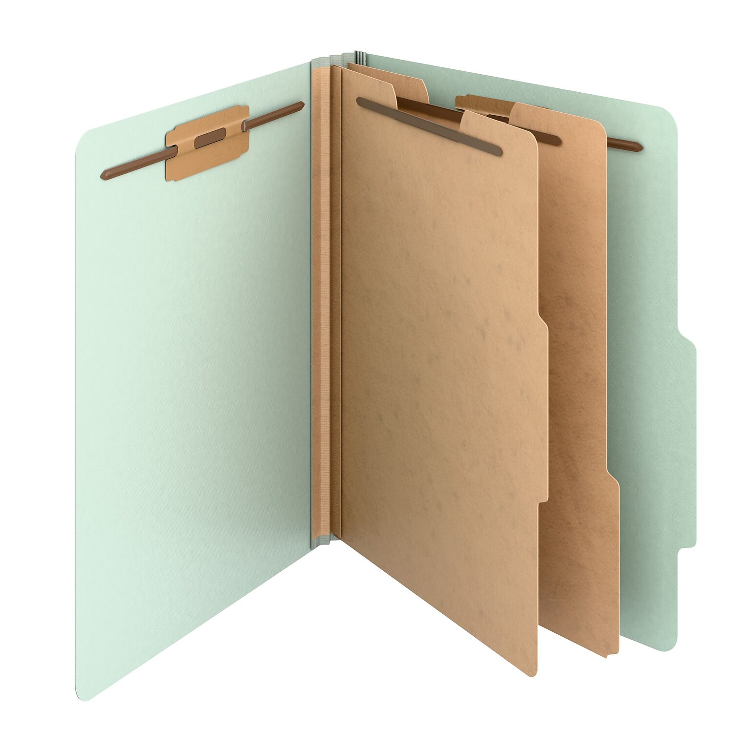 Staples Heavy Duty Pressboard Classification Folder, 2-Dividers, 2 Expansion, Letter Size, Green, 10/Pack (ST62790)
