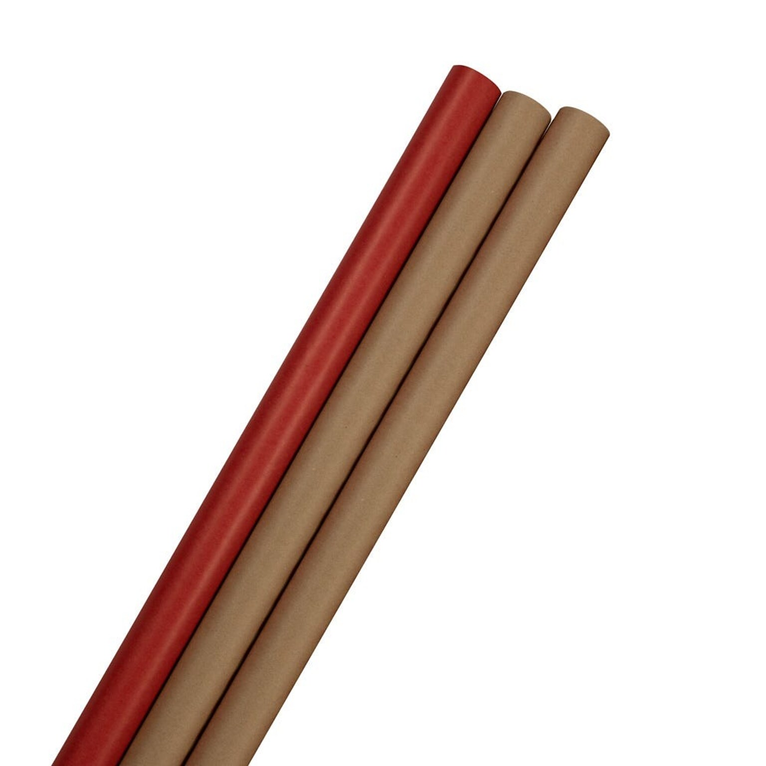 JAM Paper Wrapping Paper, 87.5 Sq Ft, Red Kraft Stripes and Solid Deluxe Set, 3 Rolls/Pack (77450120)