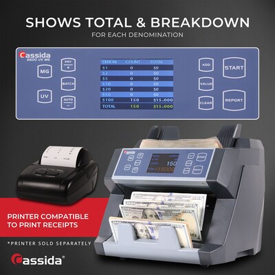 Cassida 6600 Series Bill Counter, 1 Compartment (6600UV/MG)