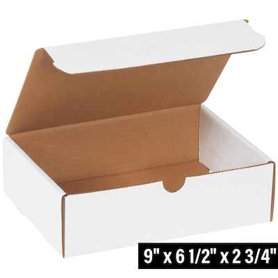 9 x 6 1/2 x 2 3/4 Corrugated Mailers, White, 50/Bundle (M962)