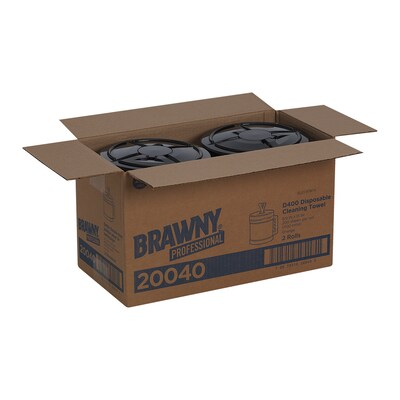 Brawny Professional D400 Durable Fibers Cleaning Wipers, 13" x 9.9", Orange, 200 Sheets/Roll, 200 Wipers/Box (20040)