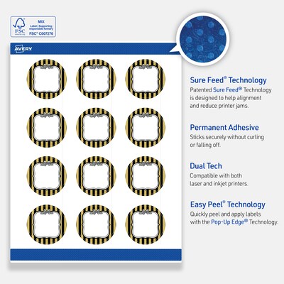 Avery Round Laser/Inkjet Multipurpose Labels, 2", White, 120/Pack (19479370952)